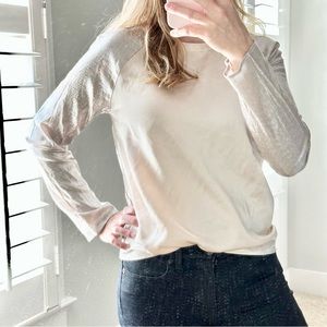 Molly Bracken Premium Gold Pink Baseball Woven Long Sleeve Top Size X-Small